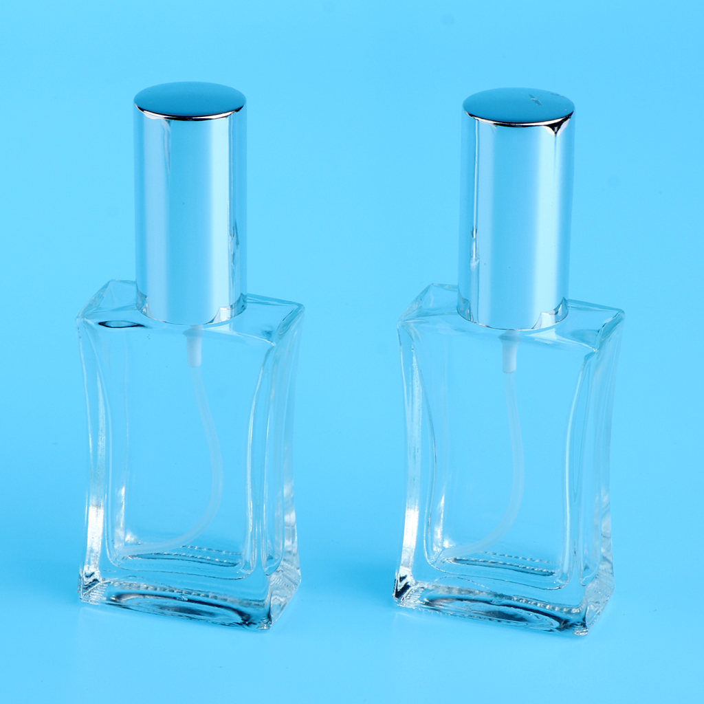 2Pcs Refillable Empty Perfume Atomizer Pump Spray Bottle Easy to Fill Scent Aftershave for Travel Outgoing Clear 50ml