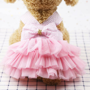 Lovely Dog Lace Tullle Dress Pet Dog Clothes For Small Dog Party Birthday Wedding Bowknot Dress Puppy Costume Spring Pet Clothes