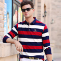 2019 High Quality Men's Polo Shirt 3D embroidery Striped Long sleeve POLO shirt men polo solid poloshirts 8803