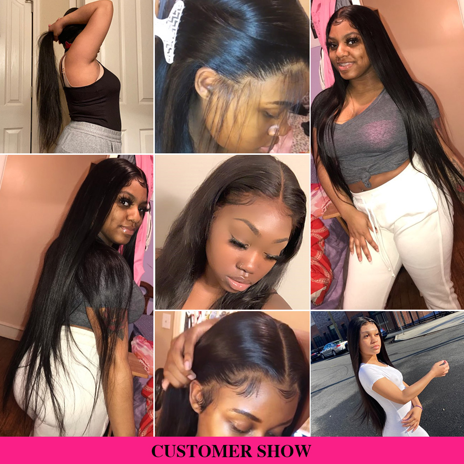Mishell Straight 13x4 Lace Front Human Hair Wigs Brazilian Virgin Remy 28 30 Inches Hair For Black Women 360 frontal Full HD wig