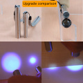 Mini Flashlight Metal Portable Ultraviolet Flashlight UV Lamp Stainless Steel Detection LED Torch Powered use AAA Battery