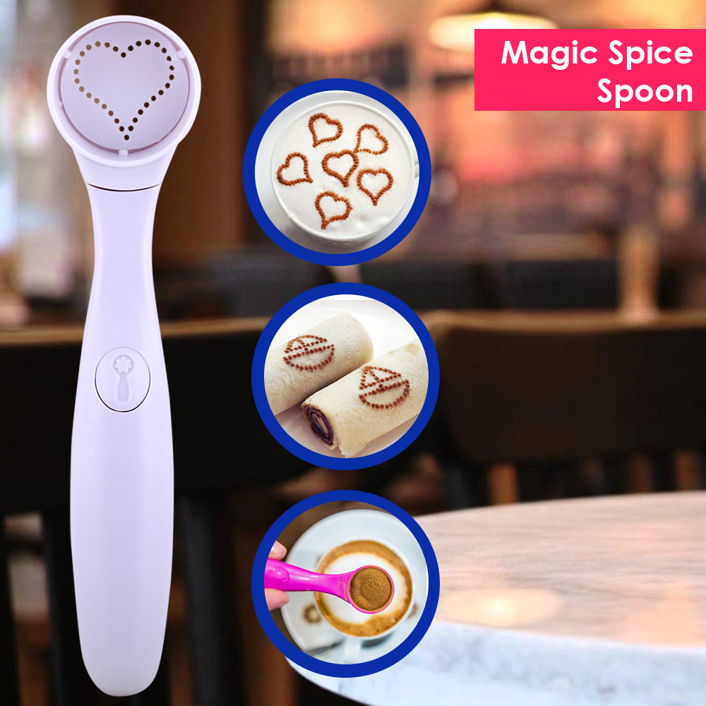 New Magic Spice Spoon Food Decorating Tools 16 Different Images Decor Coffee Cake Foods Piping Spoons Funning Kitchen Suppliers