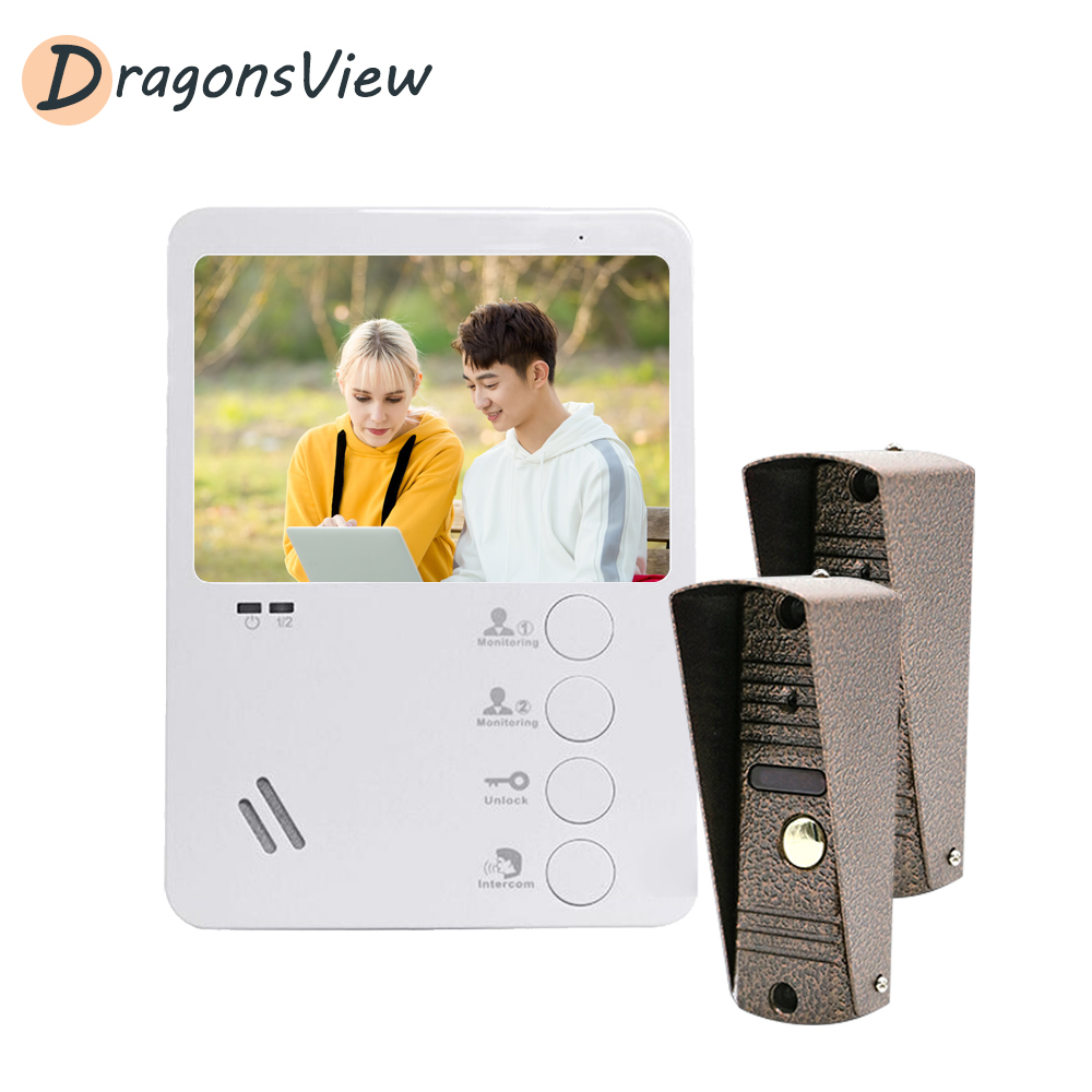 Dragonsview 4.3`` Video Doorbell Intercom Night Vision wired Video Door Phone Apartments Waterproof Doorbell Call Panel