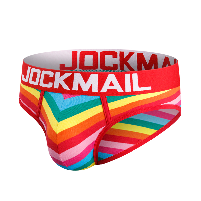 JOCKMAIL New Sexy Briefs Men Sexy Underwear Cotton Striped Rainbow Fashion Young Boy Gay Underwear Low Waist Breathable Panties