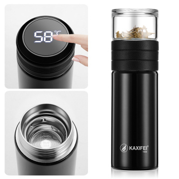 New Tea Thermos Vacuum Cup Thermoses Tea Mug Cup Thermos Temperature Display Glass Bottle Tea Infuser Thermal Cup Mug