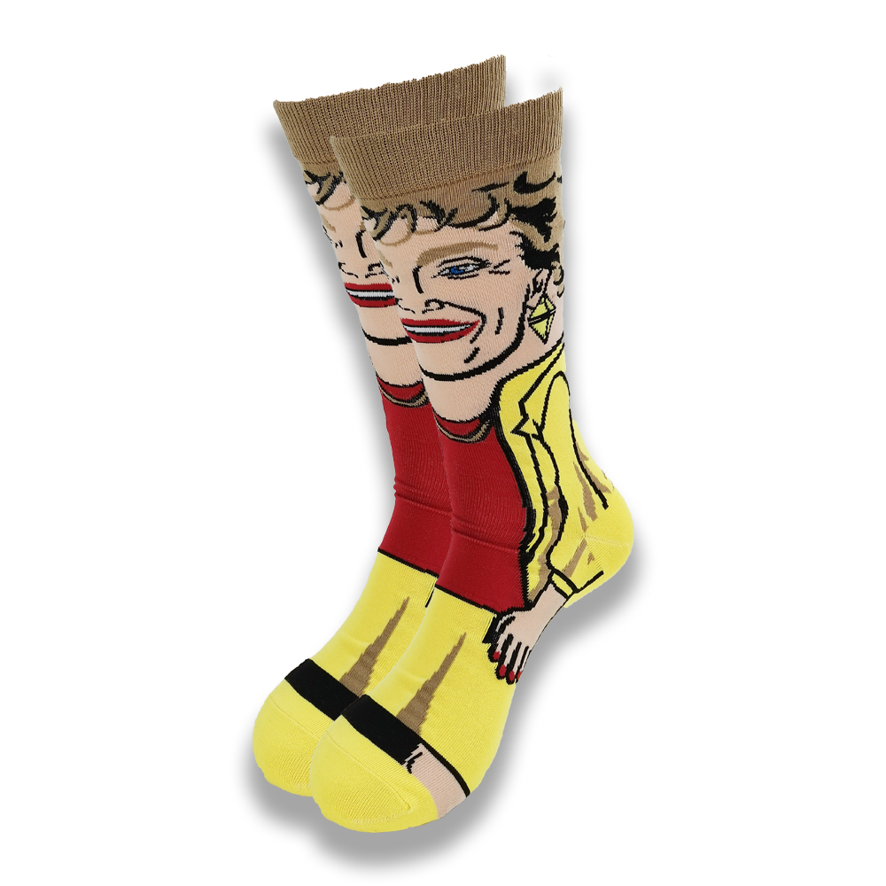 Cartoon character Golden Girls Socks Hip Hop Harajuku Anime Funny yellow socks Novelty Men Women Personalized Cotton men socks