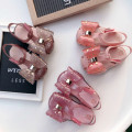 DXXM 2020 New Big Bow Children's Jelly Shoes Kids Fashion Princess sequin star summer Sandals Girls Soft Cany Beach shoes HMI022