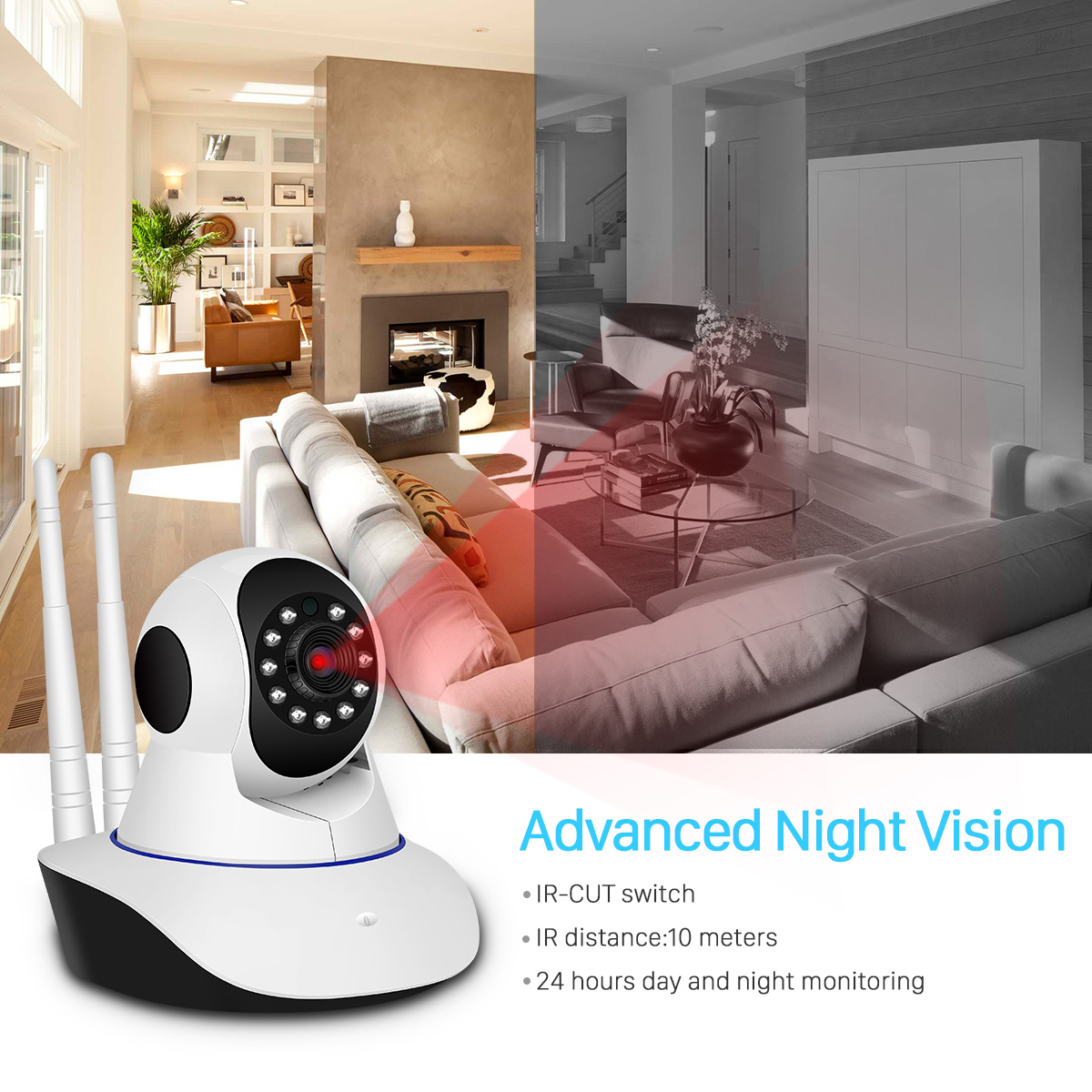 BESDER Full HD 1080P WIFI Camera Two-way Audio P2P Motion Alarm Home Security Wireless IP Camera Baby Monitor SD Card Slot iCsee