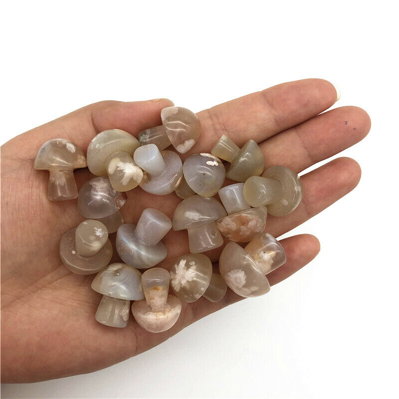 3 Sizes Natural Cherry Blossom Agate Mushroom Quartz Crystal Hand Polished Gifts Natural Stones and Minerals