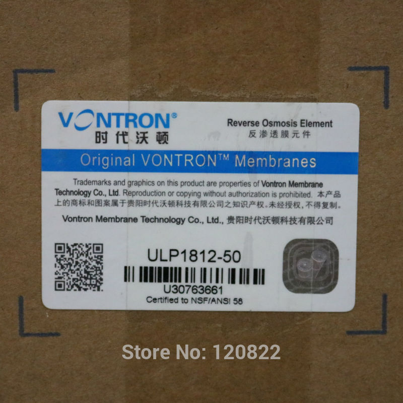 Vontron ULP1812-50 RO Membrane Element NSF Reverse Osmosis System 50gpd Water Filter Cartridge 25pcs/ctn