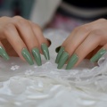 Tapered Medium Long Ballerina Nail Solid Color UV GelNails Cream Green Beautiful Designed Fingernails 24