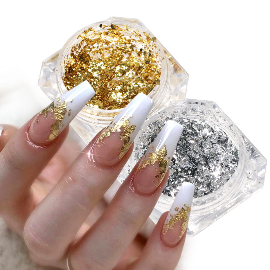 Flakes Glitter Aluminum Foil Sequins Chrome Powder Nails Irregular Sticker Paillettes Art Manicure Decor Accessories LACB01-08