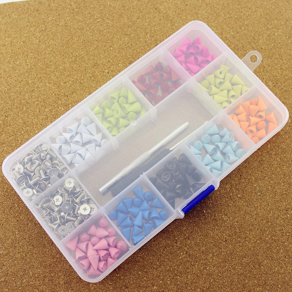 200pcs 7*10mm Colorful Painted Bullet Cone Studs And Spikes For Clothes DIY Garment Rivets For Leather Handcraft Remachadora