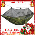 T1-2 Person Portable Outdoor Camping Hammock with Mosquito Net High Strength Parachute Fabric Hanging Bed Hunting Sleeping Swing