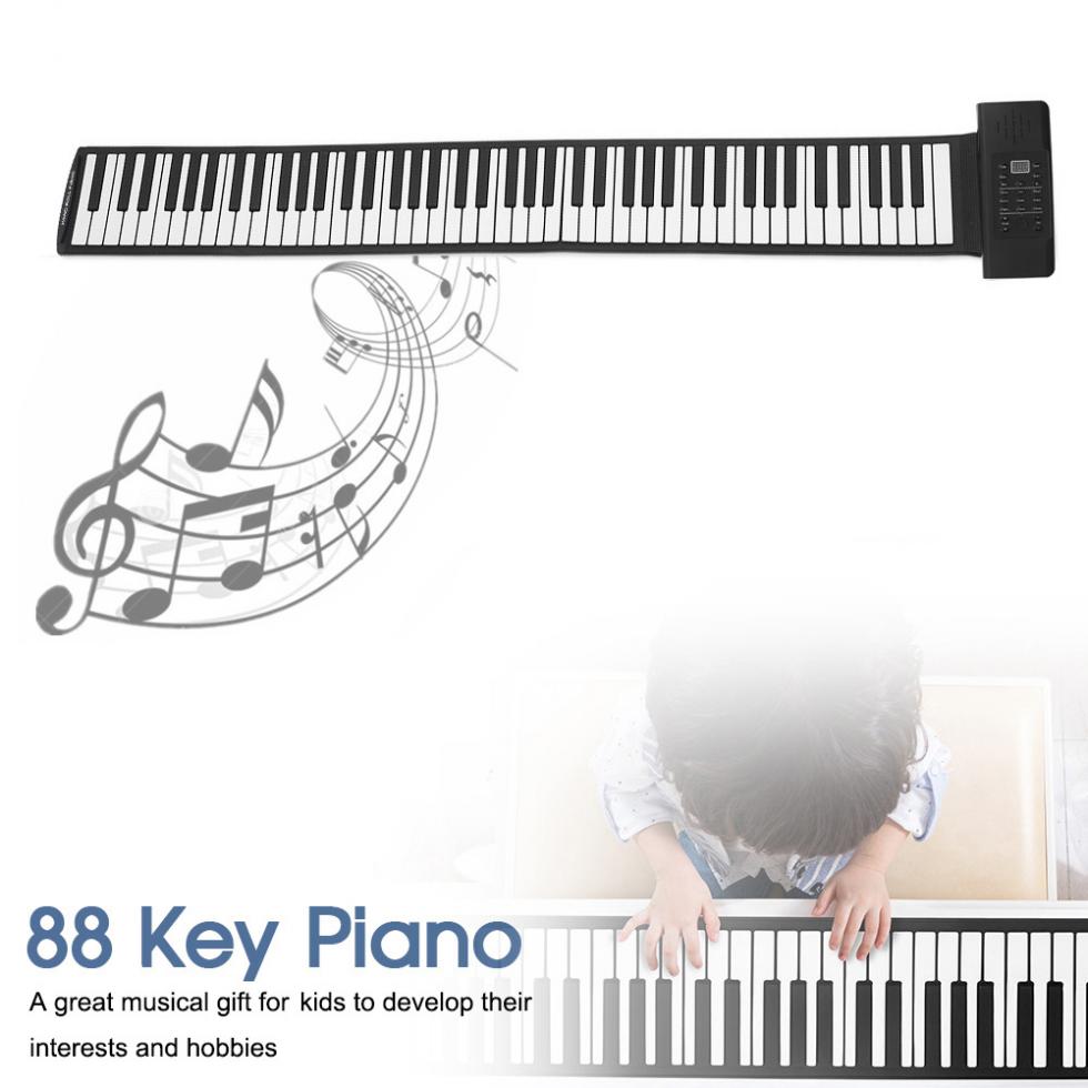 88 Keys USB MIDI Output Roll Up Piano Rechargeable Electronic Silicone Flexible Keyboard Organ Built-in Speaker