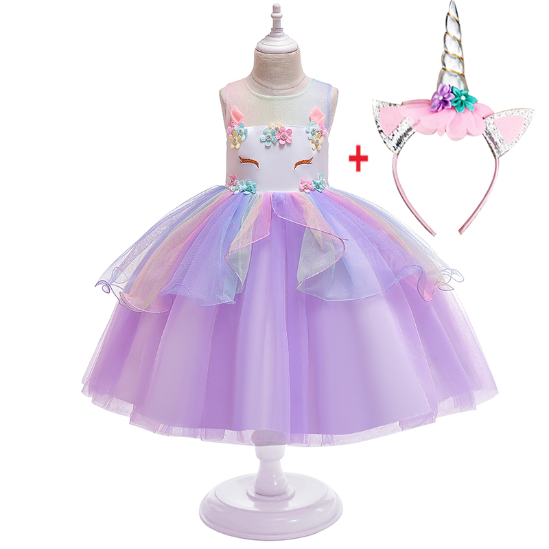 Girl Unicorn Fantasy Princess Dress For 3-10 Years Kids Girsl Birthday Wedding Party Clothing Children Costume Set