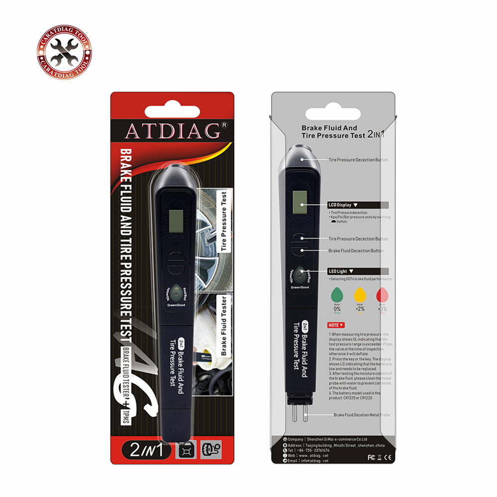 2019 Newest Brake fluid oil Tire Pressure TPMS tester pen 2in 1 Brake Fluid tester and Digital Tire Pressure Gauge 2in1