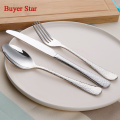 5pcs/lot Silver Stainless Steel Cutlery Flatware Sets Western Food dinnerware Set Fork Knife Spoon Hammered Kitchen tools Sets