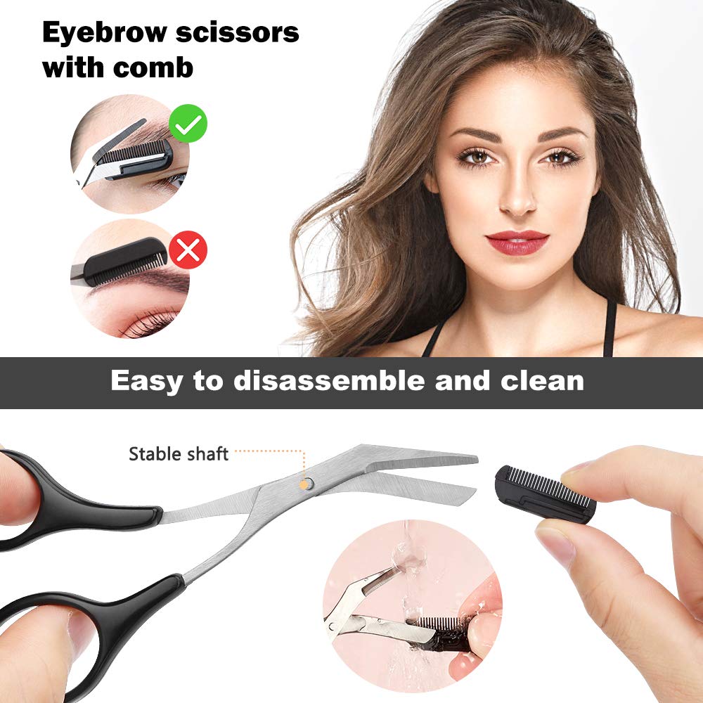 YBLNTEK 5/8PCS Eyebrow Trimmer Eyebrow Razor Kit Eyebrow Scissors Eyebrow Comb Razor for Face Tweezers Eyelash Eyelash Brush