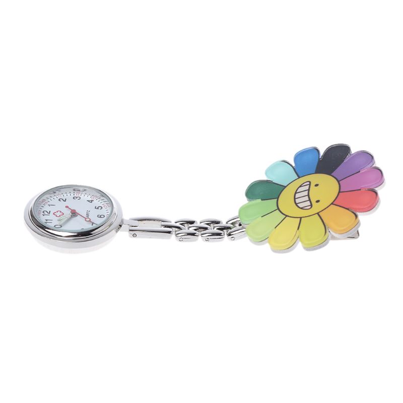 Nurse Watch Fashion Lady Girls Pocket Watches Hang Clip Portable Doctor Hospital Charm Jewelry Gifts Smile Face Flower