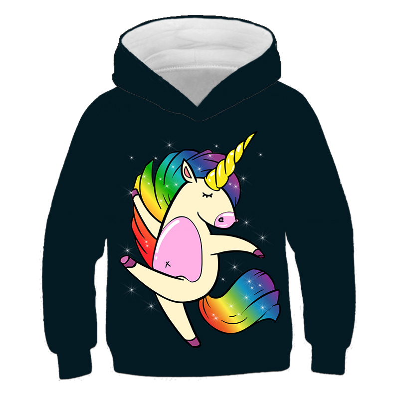 Cute Unicorn Cartoon Sweatshirt For Girl Hoodies Kids Sweater Baby Girls Tops Boys Hoodies Dinosaur Children's Clothes Thin Coat