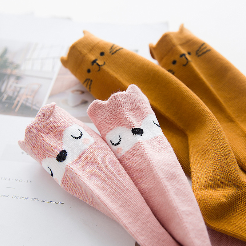 Baby Funny Socks Hosiery Age 0-3y Unisex Cute Cotton Knee Long Meias Cheap Stuff Kids 3d Print Animal Fox Newborn Girls Boys