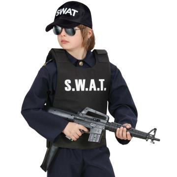 Kids Police Swat Bulletproof Vest & Swat Cap Hat Costume Fancy Dress Outfit 3-9years children policeman costume