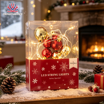 Silver Red Ball LED Copper Wire Fairy Lights