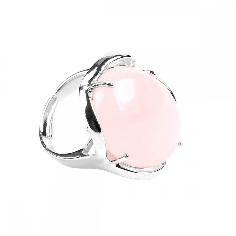 Gemstone 18x25mm Oval Crystal Adjustable Ring Natural Stone Quartz Rings for Women Men Charm Rings Anniversary Birthday