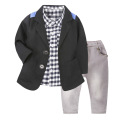 2020 Fall Kids Boy Clothes Set 3 Pieces Suits Coat+plaid T-shirt+Jeans Children little casual boys clothing sets 2-8 Years