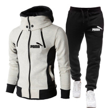 Men Sets Tracksuit Winter Jacket Fashion Scarf Collar Hooded+Pants Casual Fleece Coats Sportswear Sports Suit for Men Clothes