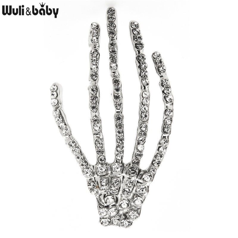 Wuli&baby Rhinestone Hand Brooches Women Unisex Punk Style Hand Party Casual Brooch Pins Gifts