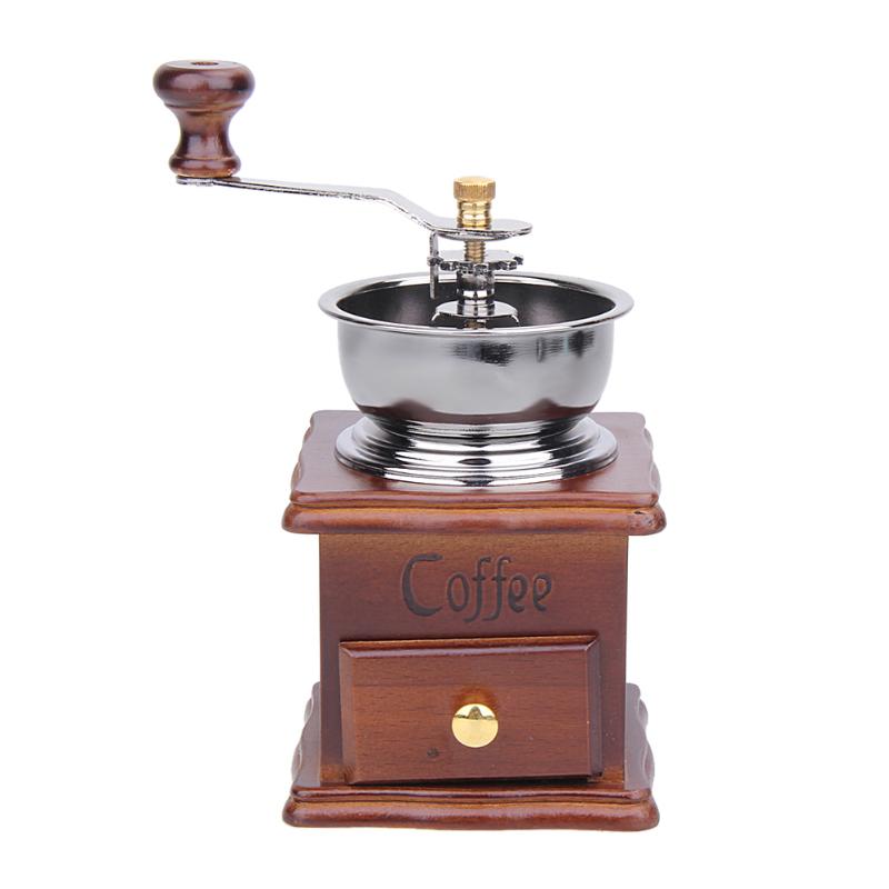 alloet Manual Coffee Bean Grinder Retro Wood Design Vintage Wooden Coffee Mill Maker Grinders Grinding Machinen Kitchen Tool new