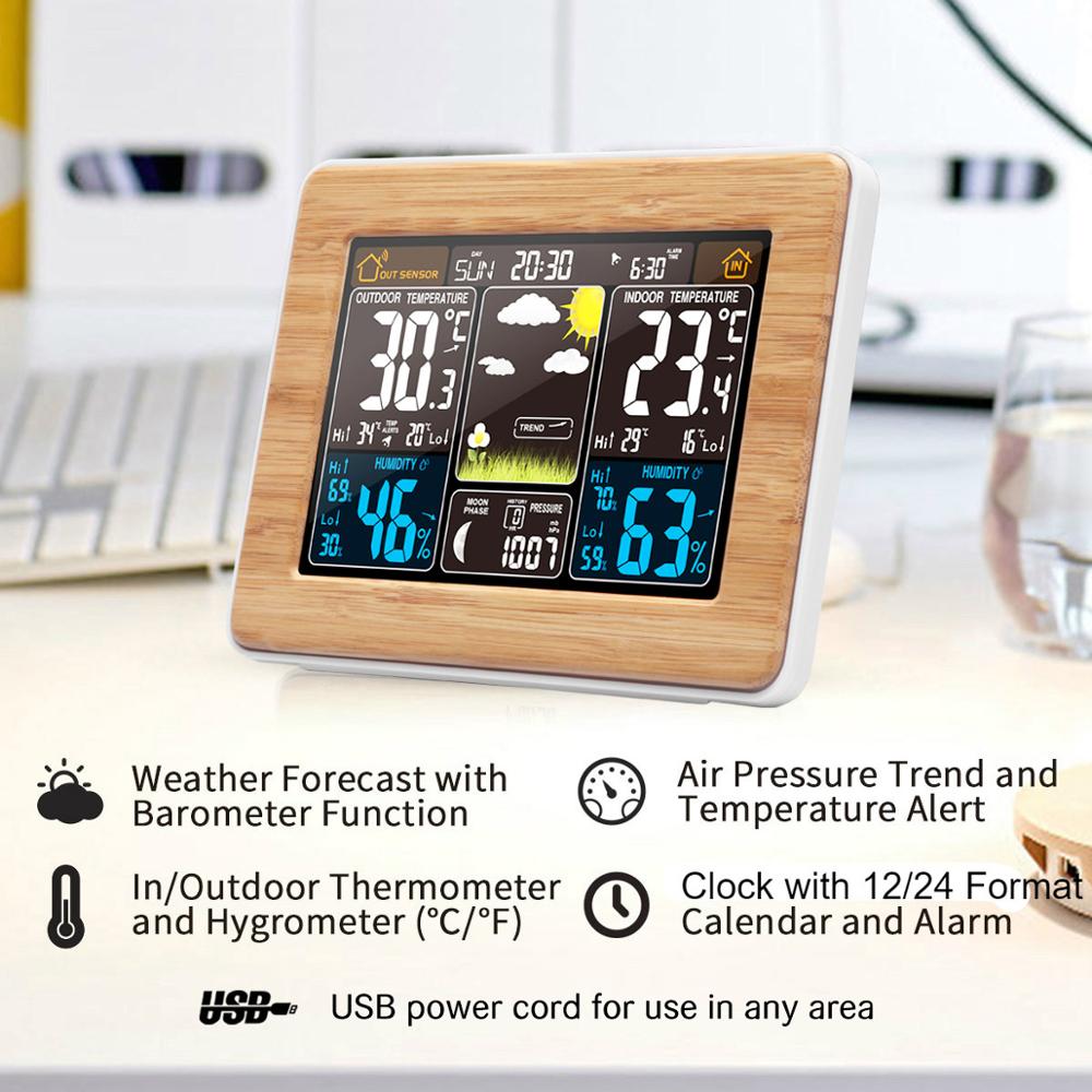 FanJu FJ3365 Thermometer Digital Alarm Clock Weather Station Humidity Barometer Wireless Sensor Temperature monitor Household