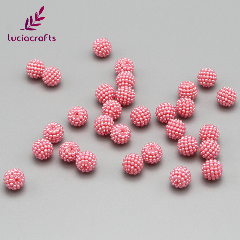 Lucia crafts 48pcs/lot 12mm Round Loose Acrylic Pearls Beads With Holes Garment Bracelet Material F1201