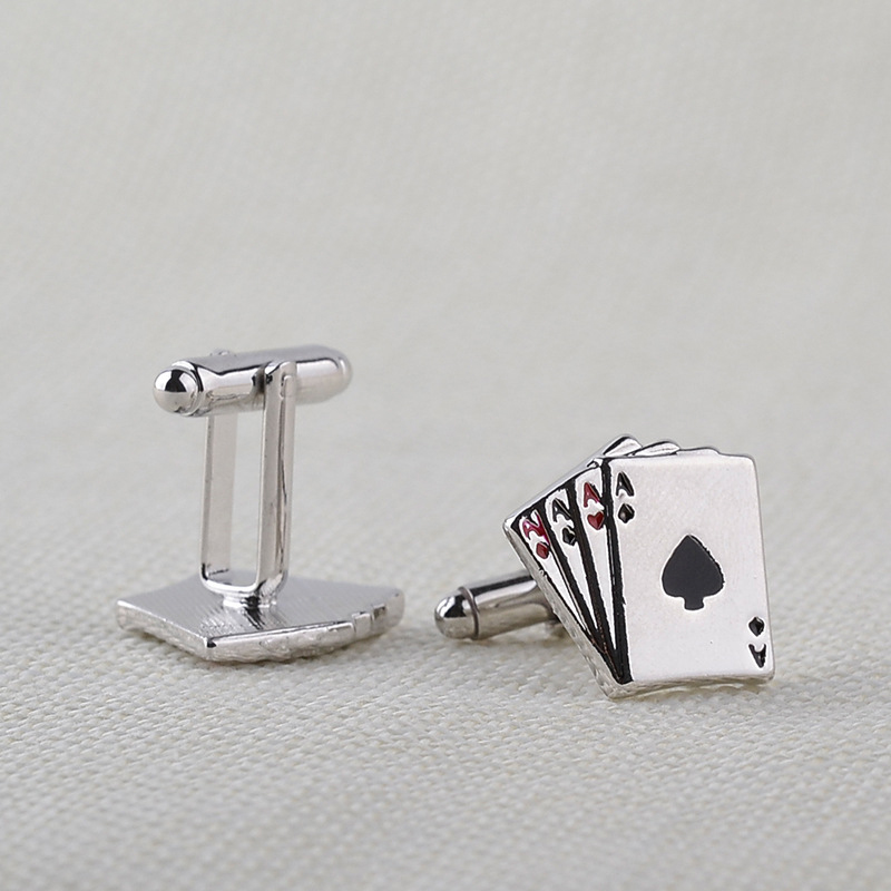French Men Cufflinks Shirt Suit Business Cuff Links Gamble Poker Unique Design Fashion Jewelry Gifts Wholesale Dropshipping
