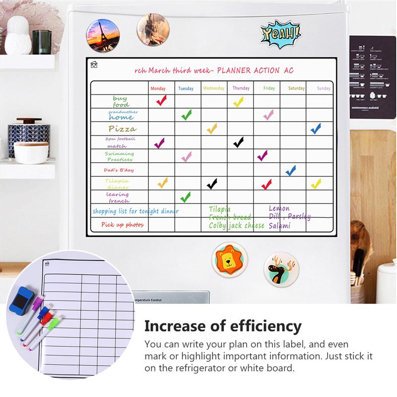 A3 Weekly Planner Magnetic Whiteboard Monthly Plan Sticker Fridge Magnet Flexible Daily Message Drawing Bulletin Dry Erase Board