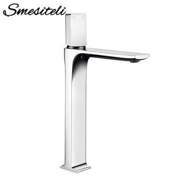 Smesiteli High Body Basin Faucet Silvery Chrome Single Hole Deck Mounted Bathroom Sink Water Tap Faucet Cold And Hot Mixer Tap