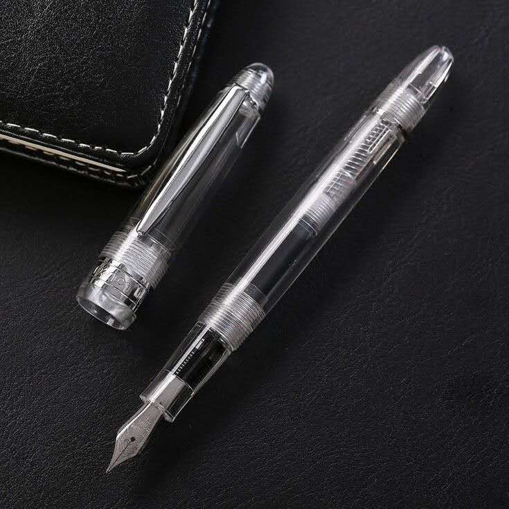 SiKiB F19 Transparent Fountain Pen Refillable Ink Pen F 0.5mm Nib Stationary Office school supplies Writing Pens Gift