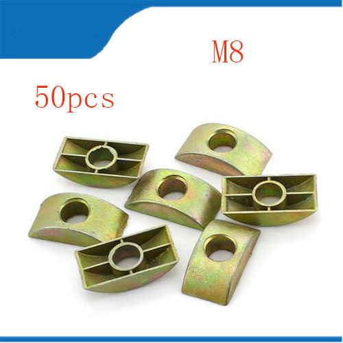 M8 Color Zinc Plated Carbon Steel Furniture Connection Fittings Semi-circular Half Moon Nuts 50pcs/lot