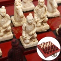 32pcs New Wood Chess Chinese Retro Style Terracotta Warriors Chess Wood Carving Chessman Christmas Birthday Traditional Gift