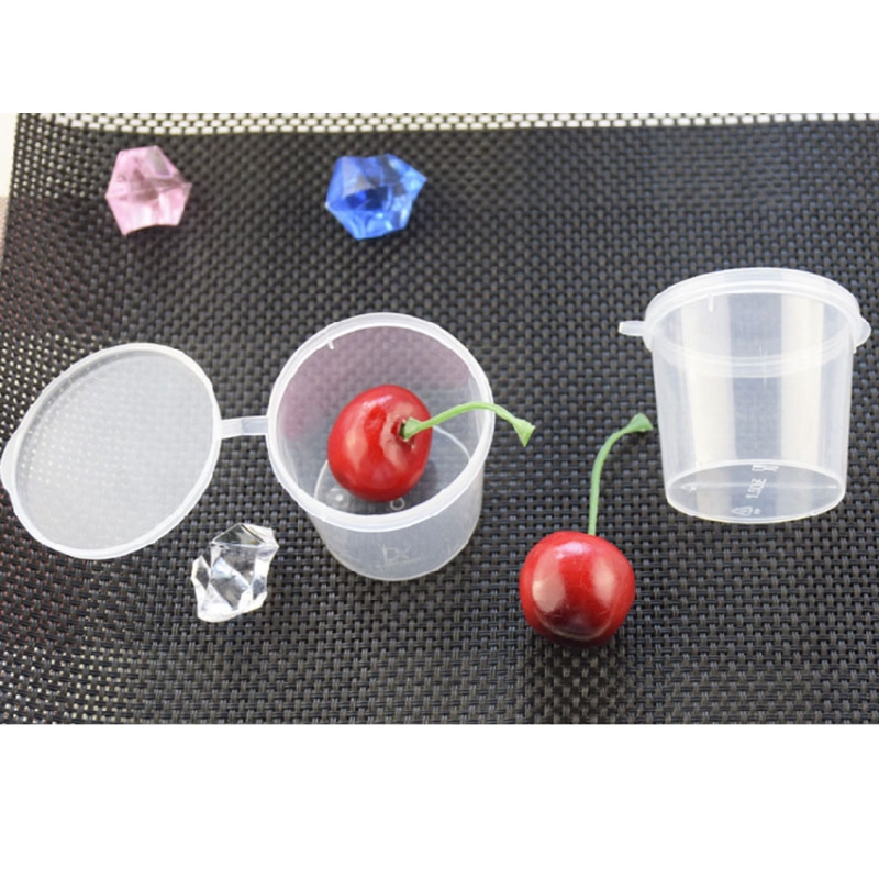 100Pcs 25ml Plastic Disposable Sauce Cups With Lid Food Storage Containers Boxes