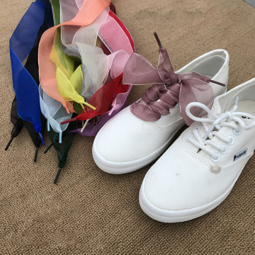 4cm Wide Satin Shoelaces DIY Handmade Shoe Accessories Flat Ribbon Laces Shoelaces Shoes Rope Transparent Long Tie Shoes Laces