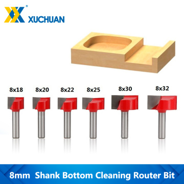 1pc 8mm Shank 18/20/22/25/30/32mm Bottom Cleaning Router Bit Carbide CNC End Mill Wood Milling Cutter T Slot Router Bit
