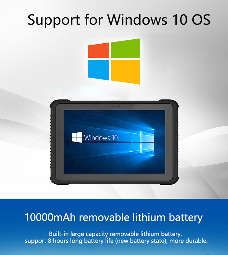 10.1 Inch Rugged Tablet PC with Win 10 Pro Operating System for Industrial Applications