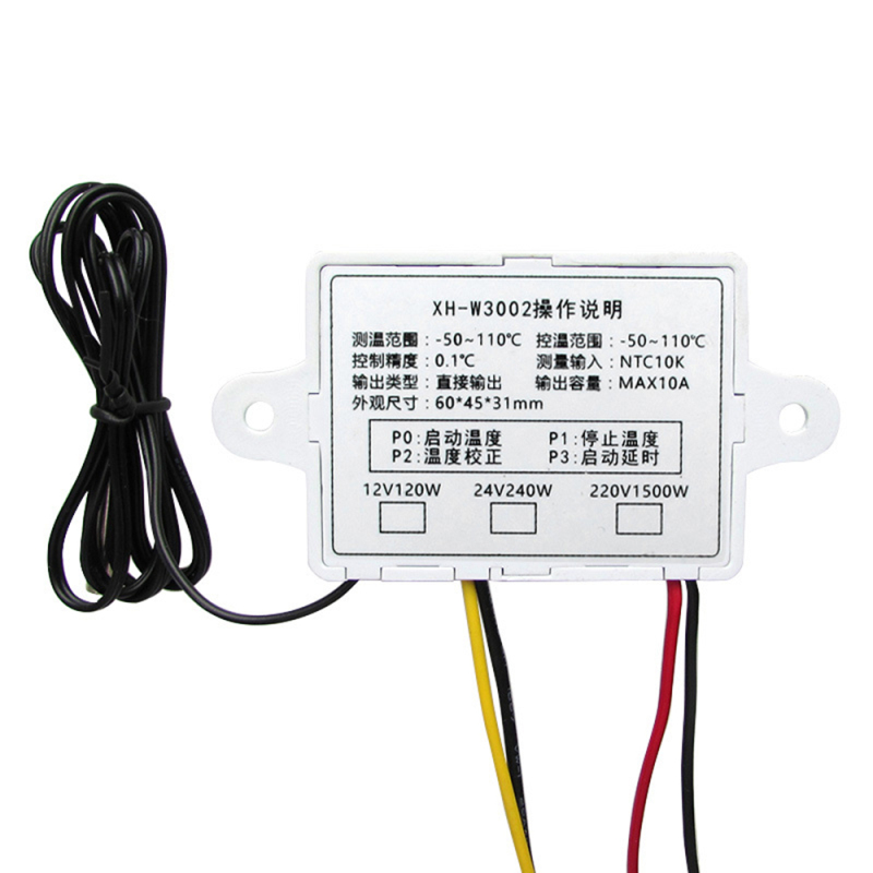 XH-W3002 11O-220V /12V Digital LED Temperature Controller 10A Thermostat Control Switch Probe With Waterproof Sensor W3002
