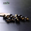 Pick Size 8/10/12/mm Black Crystal Buddhism Golden Om Mani Padme Hum Mantra Bead For Necklace Bracelet DIY Jewelry Makings 2952