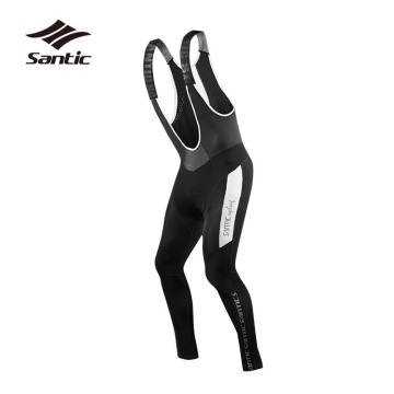 Santic Winter Cycling Pants Men Long Fleece Thermal Bicycle Pants Pro Team Coolmax Padded Road Mountain Bike Pants Bib Tights