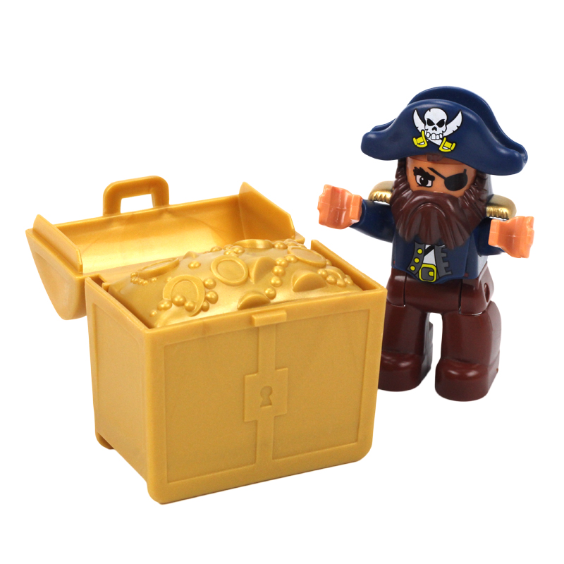 Carib Pirate Ship Model Big Building Block Parts Treasure War Compatible Duplos Figure Set Sailboat Water Toys For Children Gift