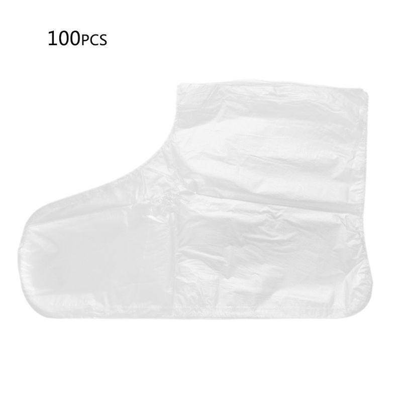 100Pcs/Pack Disposable Plastic Foot Covers Transparent Shoes Cover Paraffin Bath Wax SPA Therapy Bags Liner Booties